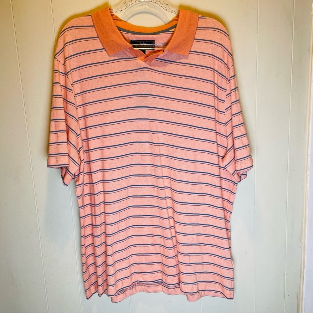 NWT Jos A Bank Reserve Men’s Wear House Men’s Cotton Orange & Grey Polo Size XXL